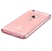 Comma Crystal Camelia Case - поликарбонатов кейс за iPhone 6, iPhone 6S (с кристали Сваровски) (розово злато и бели кристали) 3