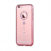 Comma Crystal Camelia Case - поликарбонатов кейс за iPhone 6, iPhone 6S (с кристали Сваровски) (розово злато и сини кристали)