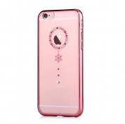 Comma Crystal Camelia Case - поликарбонатов кейс за iPhone 6, iPhone 6S (с кристали Сваровски) (розово злато и червени кристали)