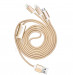 Devia Premium 3 in 1 Cable - универсален кабел с 2xLightning и MicroUSB конектори (златист) 4