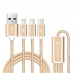 Devia Premium 3 in 1 Cable - универсален кабел с 2xLightning и MicroUSB конектори (златист) 7