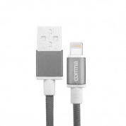 Comma Easy Cable MFI Lightning Data Cable 1m. - сертифициран плетен Lightning кабел (100 см) за iPhone, iPad и iPod с Lightning вход (тъмносив)