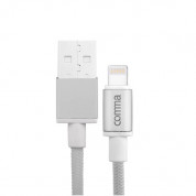 Comma Easy Cable MFI Lightning Data Cable 1m. - сертифициран плетен Lightning кабел (100 см) за iPhone, iPad и iPod с Lightning вход (сребрист)