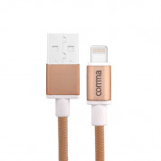 Comma Easy Cable MFI Lightning Data Cable 1m. - сертифициран плетен Lightning кабел (100 см) за iPhone, iPad и iPod с Lightning вход (златист)