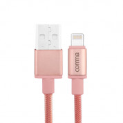 Comma Easy Cable MFI Lightning Data Cable 1m. - сертифициран плетен Lightning кабел (100 см) за iPhone, iPad и iPod с Lightning вход (розово злато)