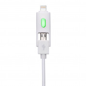 Comma Light Dural 2 in 1 Cable - универсален кабел с Lightning и MicroUSB конектори (бял)