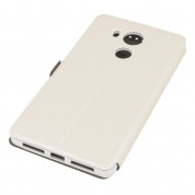 Wallet Flip Case - кожен калъф, тип портфейл и поставка за Huawei Mate 8 (бял) 2