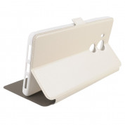 Wallet Flip Case - кожен калъф, тип портфейл и поставка за Huawei Mate 8 (бял) 6