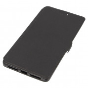 Wallet Flip Case - кожен калъф, тип портфейл и поставка за LG K8 (черен)