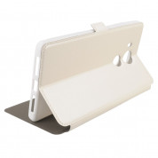 Wallet Flip Case - кожен калъф, тип портфейл и поставка за LG K8 (бял) 2