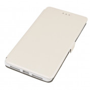 Wallet Flip Case - кожен калъф, тип портфейл и поставка за LG K8 (бял)