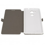 Wallet Flip Case - кожен калъф, тип портфейл и поставка за LG K8 (бял) 1