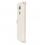 Wallet Flip Case - кожен калъф, тип портфейл и поставка за LG K8 (бял) 5