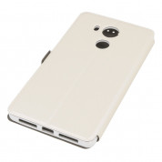 Wallet Flip Case - кожен калъф, тип портфейл и поставка за HTC 10 (бял) 5