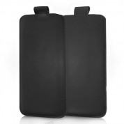 Vertical Pocket Leather Case - вертикален кожен калъф, тип джоб с лента за издърпване за HTC 10 (черен)