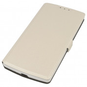 Wallet Flip Case - кожен калъф, тип портфейл и поставка за LG G4C, LG Magna (бял)