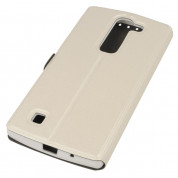 Wallet Flip Case - кожен калъф, тип портфейл и поставка за LG G4C, LG Magna (бял) 1