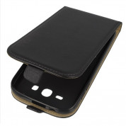 Leather Pocket Flip Case - вертикален кожен калъф с джоб за Samsung Galaxy J3 (2016) (черен)