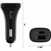 iLuv MobiSeal2 USB-C Car Charger - зарядно за кола с USB-C и USB-А изходи за зареждане на мобилни устройства 2
