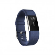 Fitbit Charge 2 Blue Silver - Large Size - гривна с дисплей за следене на дневната и нощна активност на организма за iOS и Android (тъмносин)