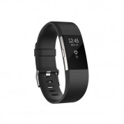Fitbit Charge 2 Black Silver Large Size - гривна с дисплей за следене на дневната и нощна активност на организма за iOS и Android (черен)