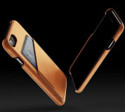 Mujjo Leather Wallet Case - кожен (естествена кожа) кейс с джоб за кредитна карта за iPhone 8, iPhone 7 (кафяв) 5