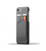 Mujjo Leather Wallet Case - кожен (естествена кожа) кейс с джоб за кредитна карта за iPhone 8, iPhone 7 (сив) 1