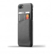 Mujjo Leather Wallet Case - кожен (естествена кожа) кейс с джоб за кредитна карта за iPhone 8, iPhone 7 (сив)