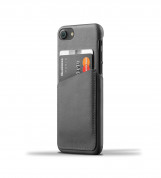Mujjo Leather Wallet Case - кожен (естествена кожа) кейс с джоб за кредитна карта за iPhone 8, iPhone 7 (сив) 2