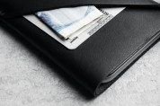 Mujjo Leather Wallet Sleeve - кожен (естествена кожа) калъф с джоб за кредитна карта за iPhone SE (2022), iPhone SE (2020), iPhone 8, iPhone 7 (черен) 4