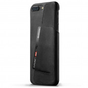 Mujjo Leather Wallet Case - кожен (естествена кожа) кейс с джоб за кредитна карта за iPhone 8 Plus, iPhone 7 Plus (черен)