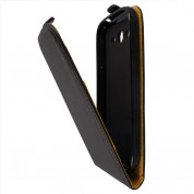 Leather Pocket Flip v2 Case - вертикален кожен калъф с джоб за Samsung Galaxy J3 (2016) (черен)
