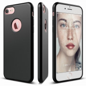Elago S7 Slim Fit Soft Case + HD Clear Film - тънък силиконов калъф и HD покритие за iPhone 8, iPhone 7 (черен-мат)