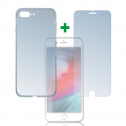 4smarts 360° Protection Set - тънък силиконов кейс и стъклено защитно покритие за дисплея на iPhone 8 Plus, iPhone 7 Plus (прозрачен)