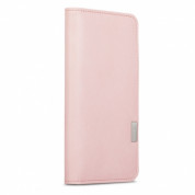 Moshi Overture Flip Wallet Case - кожен/текстилен калъф, тип портфейл и поставка за iPhone 8 Plus, iPhone 7 Plus (розов)