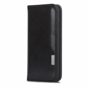 Moshi Overture Flip Wallet Case - кожен/текстилен калъф, тип портфейл и поставка за iPhone 8 Plus, iPhone 7 Plus (черен)