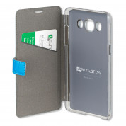 4smarts Supremo Book Flip Case - кожен калъф с поставка и отделение за кр. карта за Samsung Galaxy J1 (2016) (син) 2