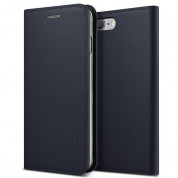 Verus Genuine Leather Diary Case - кожен калъф (естествена кожа), тип портфейл за iPhone 8, iPhone 7 (тъмносин)