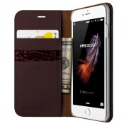 Verus Genuine Leather Diary Case - кожен калъф (естествена кожа), тип портфейл за iPhone SE (2020), iPhone 8, iPhone 7 (бордо) 1