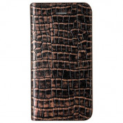 Verus Genuine Croco Diary Case - кожен калъф (естествена кожа), тип портфейл за iPhone 8, iPhone 7 (златист) 2
