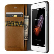 Verus Genuine Croco Diary Case - кожен калъф (естествена кожа), тип портфейл за iPhone 8, iPhone 7 (златист) 1
