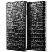 Verus Genuine Croco Diary Case - кожен калъф (естествена кожа), тип портфейл за iPhone 8, iPhone 7 (сив)