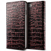 Verus Genuine Croco Diary Case - кожен калъф (естествена кожа), тип портфейл за iPhone 8, iPhone 7 (розов)