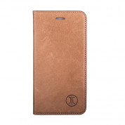 JT Berlin LeatherBook Magic Case - хоризонтален кожен (естествена кожа) калъф тип портфейл за iPhone SE (2020), iPhone 8, iPhone 7 (кафяв)