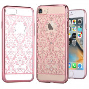 Devia Crystal Baroque Case - поликрабонатов кейс за iPhone 8, iPhone 7 (с кристали Сваровски) (розово злато)