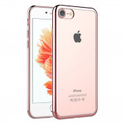 Devia Glitter Soft Case - силиконов (TPU) калъф за iPhone 8 Plus, iPhone 7 Plus (прозрачен-розово злато)