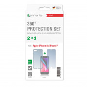 4smarts 360° Protection Set - тънък силиконов кейс и стъклено защитно покритие за дисплея на iPhone SE (2022), iPhone SE (2020), iPhone 8, iPhone 7 (прозрачен) 5