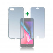 4smarts 360° Protection Set - тънък силиконов кейс и стъклено защитно покритие за дисплея на iPhone SE (2022), iPhone SE (2020), iPhone 8, iPhone 7 (прозрачен)
