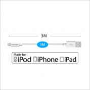 TeckNet P301 Apple MFi Certified Lightning to USB Cable 3m. - изключително здрав и качествен Lightning кабел за iPhone, iPad, iPod с Lightning (3 метра) (бял) 5