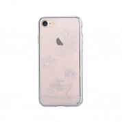 Comma Crystal Flora 360 Case - поликарбонатов кейс за iPhone SE (2022), iPhone SE (2020), iPhone 8, iPhone 7 (с кристали Сваровски) (сребрист)